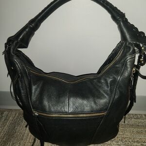 orYANY Black Leather Hobo Bag with Gold Accents